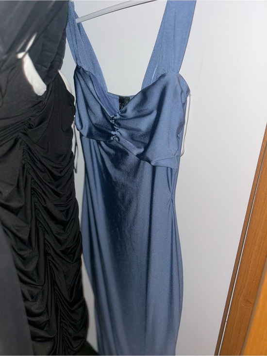Windsor Dresses & Skirts - Satin Blue Slip Dress with Sweetheart Bodice long